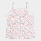 Girls' Pastel Green and Floral Cotton Spaghetti Neck Sleeveless Vest, Light Green, small image number null