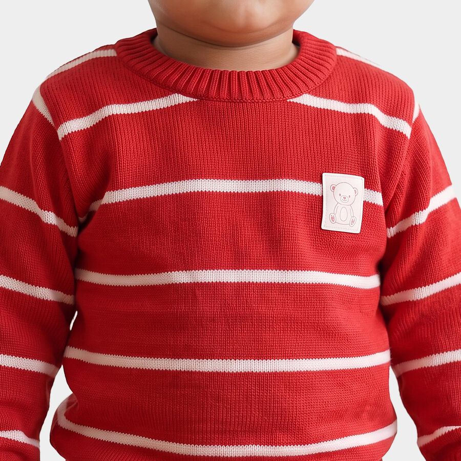 Infants' Red Crew Neck Pullover, लाल, large