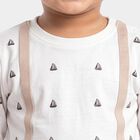 Infants' Beige Round Neck Printed Baba Suit, Beige, small