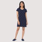 Women's Navy Blue Round Neck T-Shirt Style Nighty, Navy Blue, small