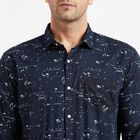 Cotton Printed Casual Shirt, Navy Blue, small image number null
