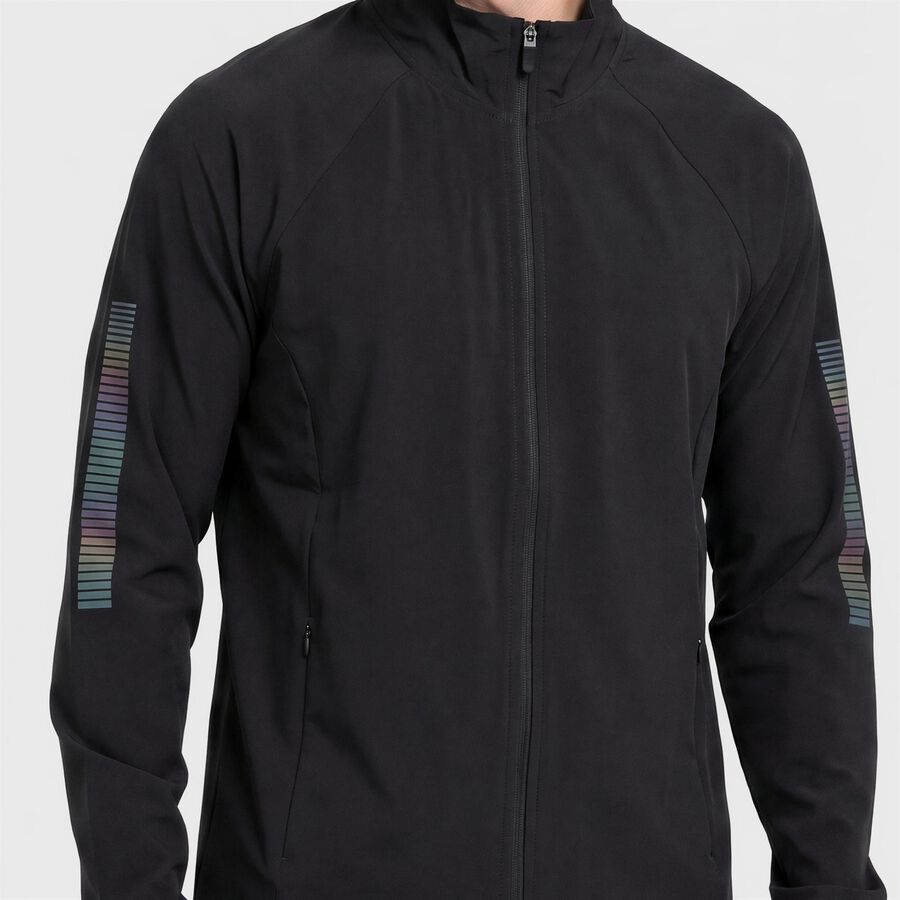 Men Dark Grey Stand Collar Windbreaker Jacket, गहरा ग्रे, large