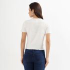 Ladies' Snow White Round Neck Casual Crop Top, सफ़ेद, small