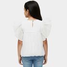 Girls' White Round Neck Casual Graphic Printed T-Shirt, White, small