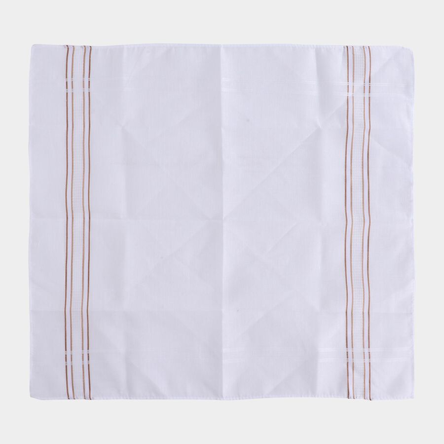 Men's White Striped Pack of 3 Handkerchief, सफ़ेद, large