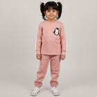 Girls Muted Dusty Pink Round Neck Casual Hipster Set, Light Pink, small image number null