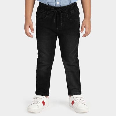 Boys Black Slim Fit Washed Jeans