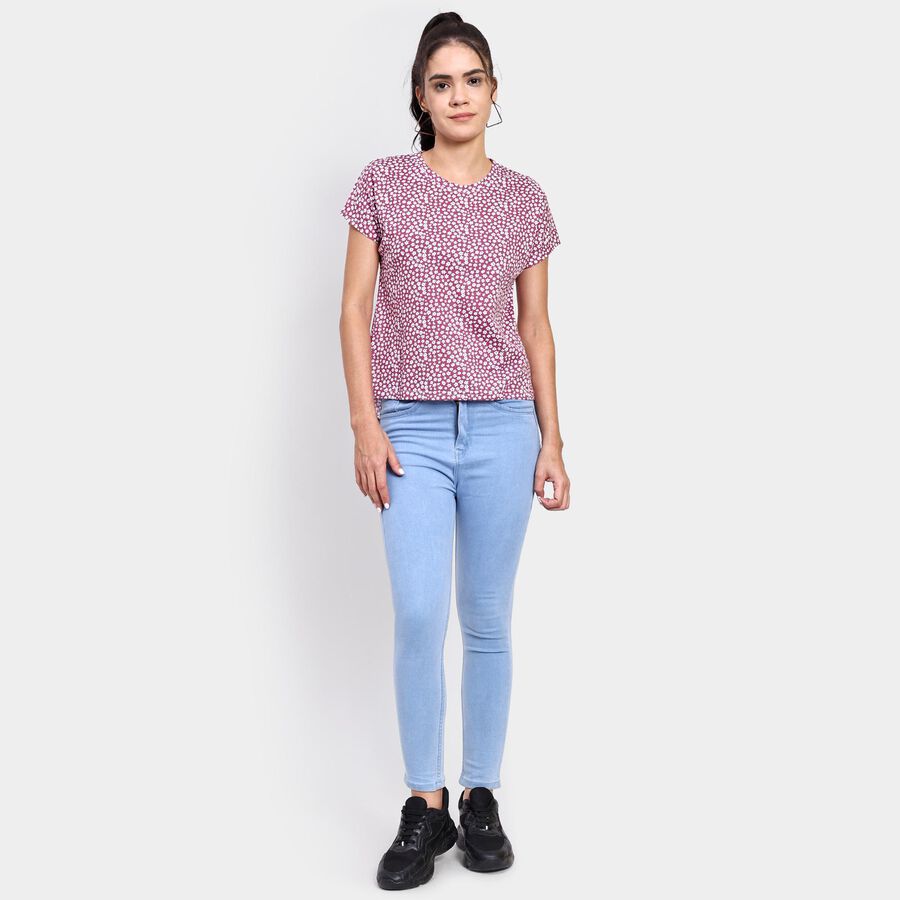 Ladies' Round Neck T-Shirt , बैंगनी, large image number null