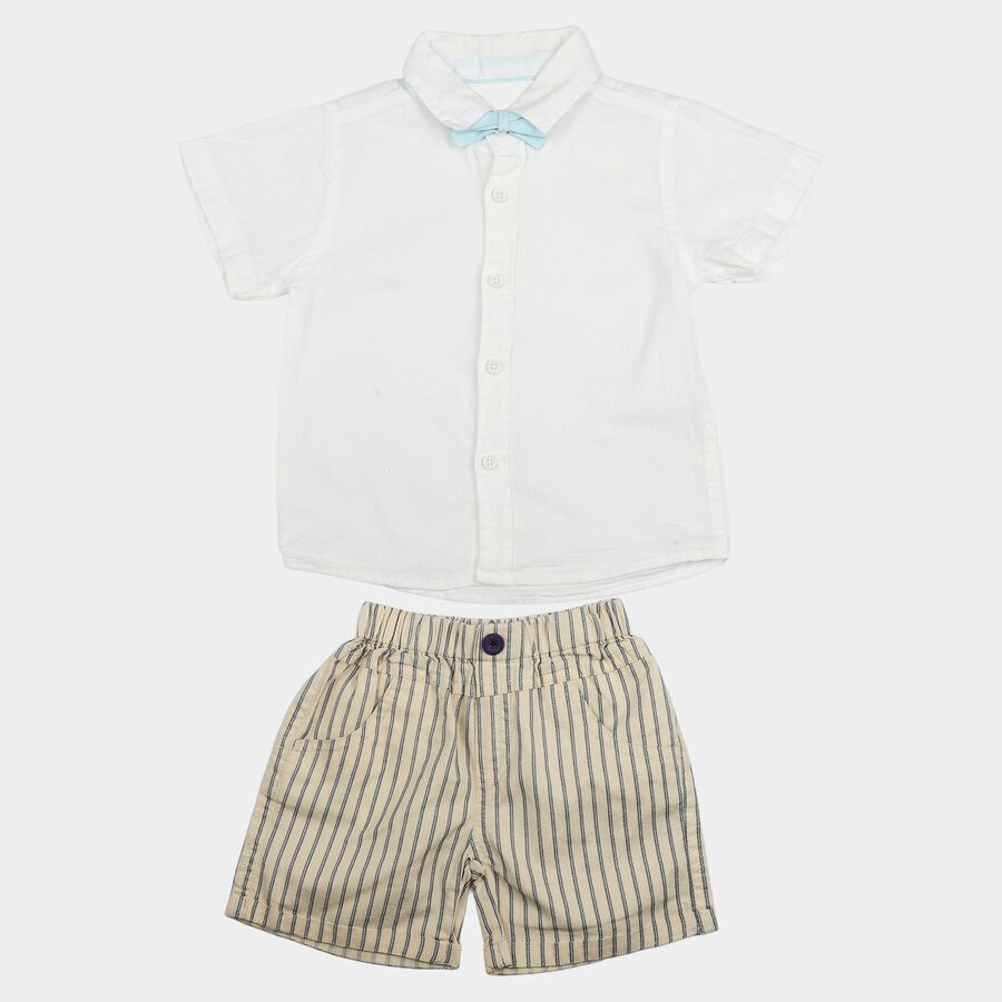 Infants' White 100% Cotton Round Neck Baba Suit, Off White, large