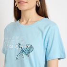 Ladies' 100% Cotton Round Neck T-Shirt, हल्का नीला, small image number null