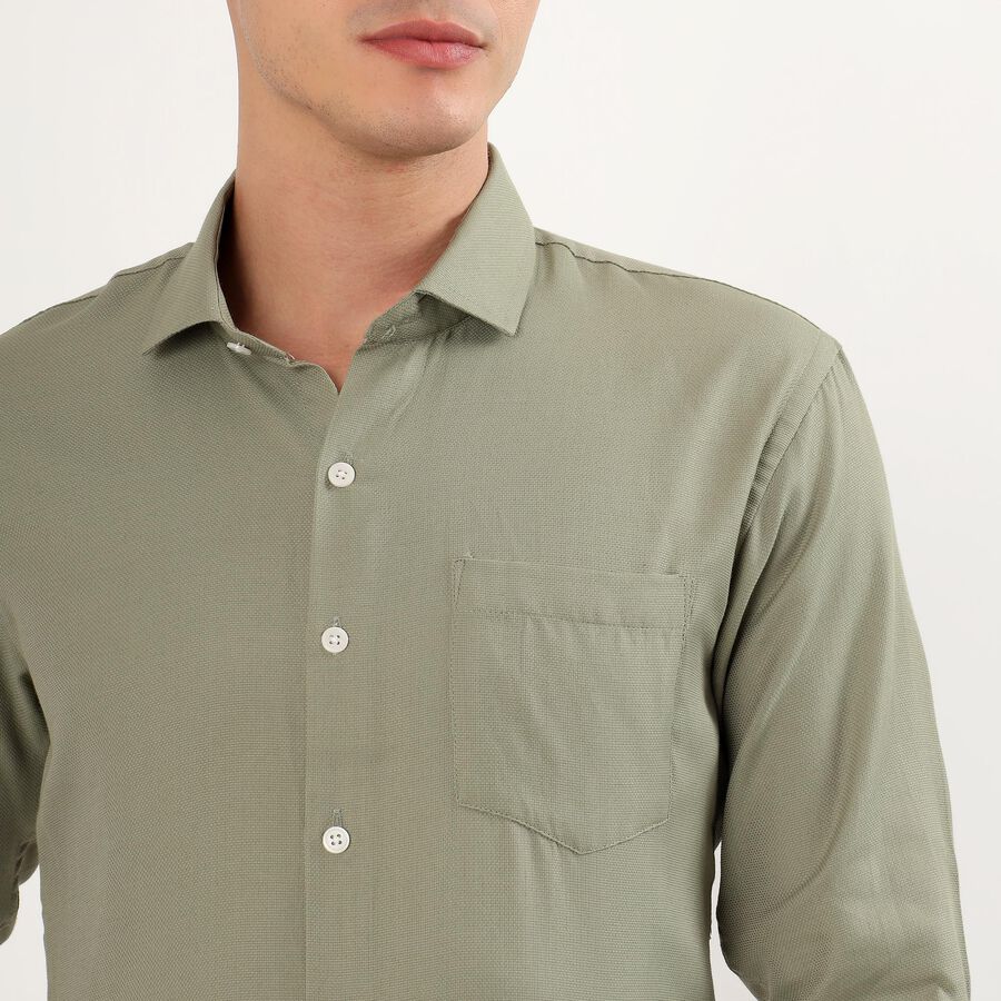 Men's Muted Olive Green Spread Collar Formal Shirt, ओलिव, large