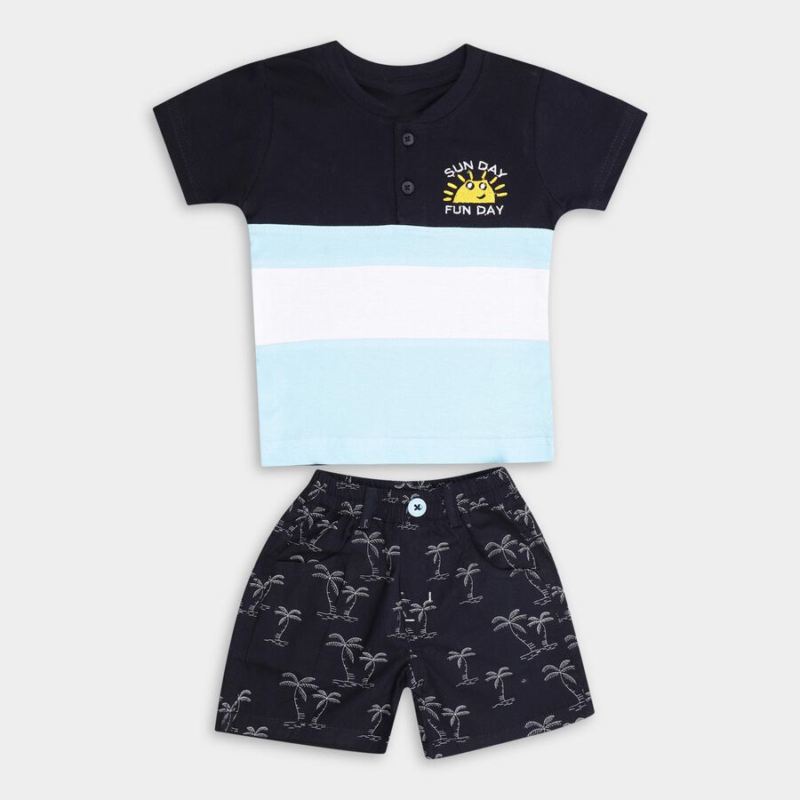 Infant Boys' 100% Cotton Baba Suit , Navy Blue, large image number null