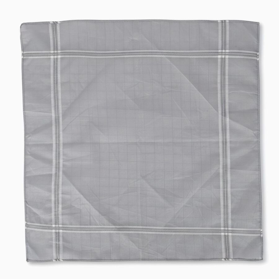 Men's White and Grey Checked Pack of 3 Handkerchief, White, large