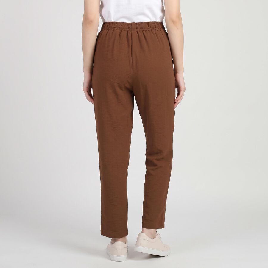Women's Brown Straight Fit Drawstring Track Pants, भूरा, large