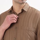 Men's Muted Brown Cotton Classic Collar Casual Shirt, Brown, small