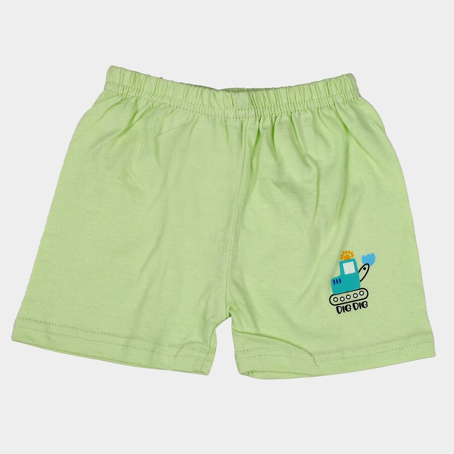 Infants' Light Green Cotton Printed Half Pant, हल्का हरा, large