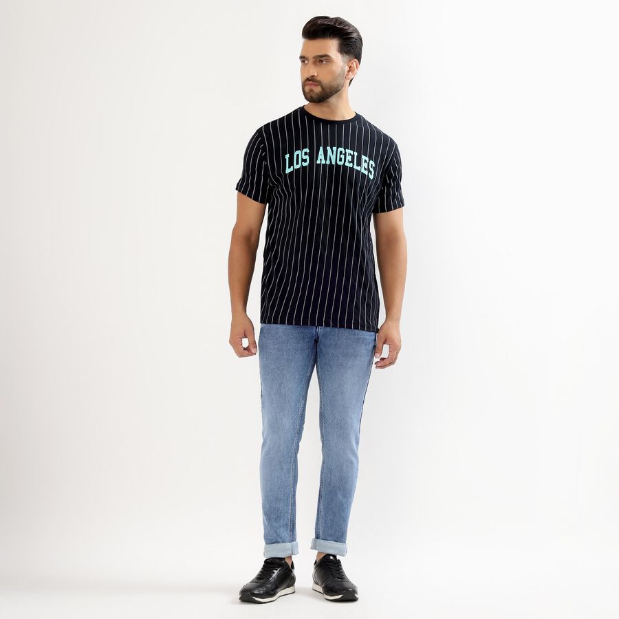 Men's Light Blue Skinny Fit Faded Jeans, Mid Blue, large image number null