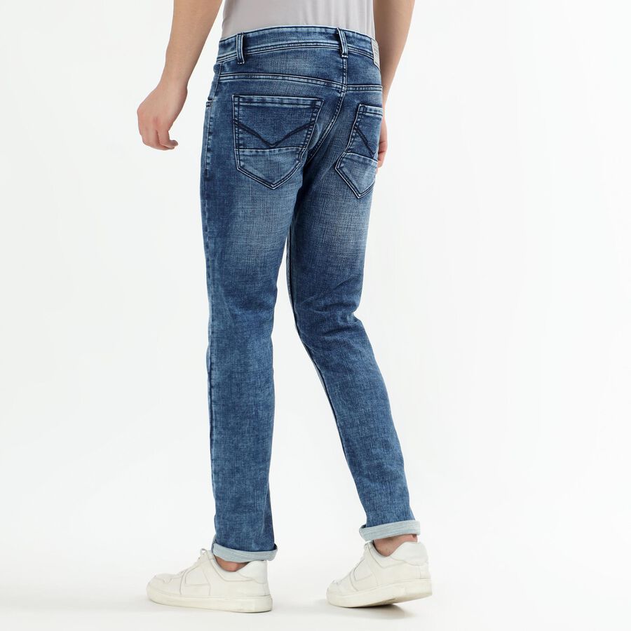 Men's Washed Blue Skinny Fit Jeans, Light Blue, large image number null