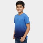 Boys' Navy Blue Cotton Round Neck Casual T-Shirt, गहरा नीला, small