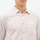 Men's Light Beige Striped Classic Casual Shirt, गहरा पीला, small image number null