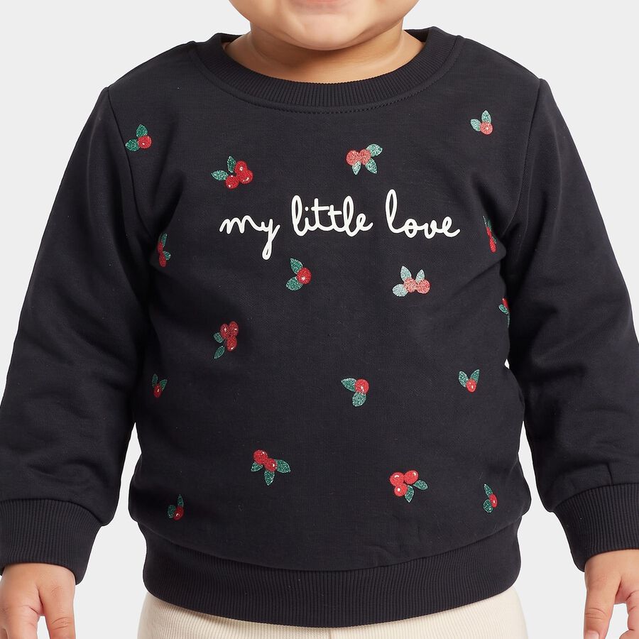 Infants' Navy Blue Crew Neck Pullover Sweatshirt, Navy Blue, large