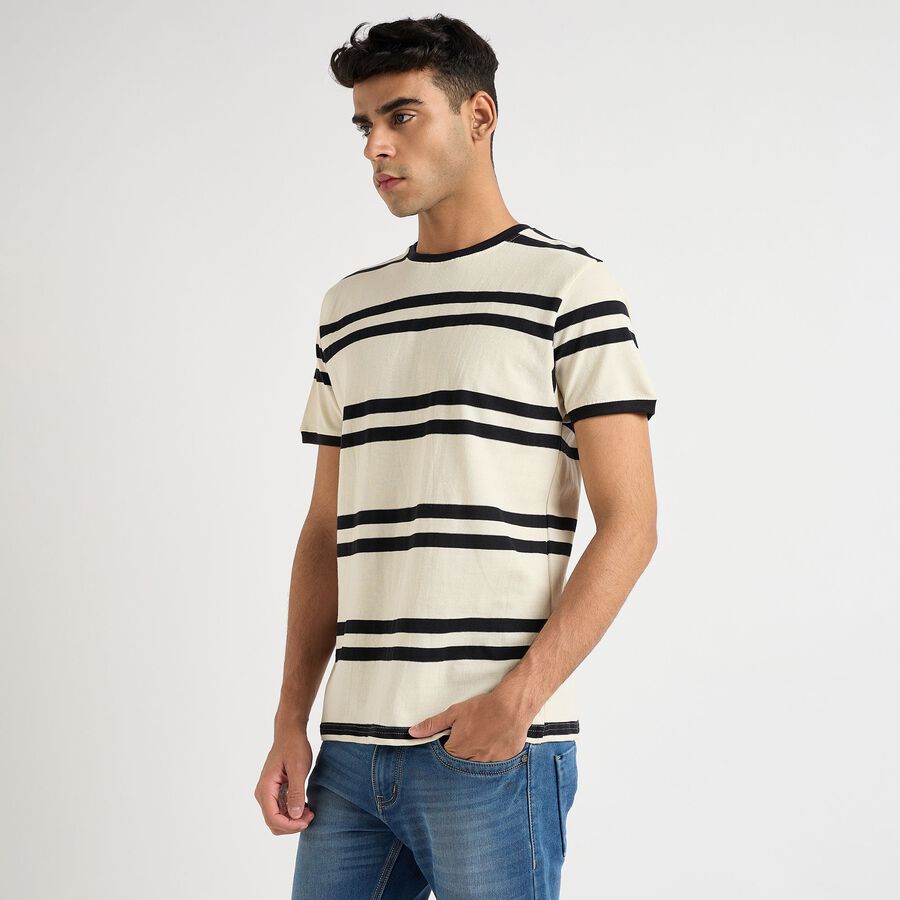 Men's 100% Cotton Round Neck Half Sleeves T-Shirt, White, large image number null