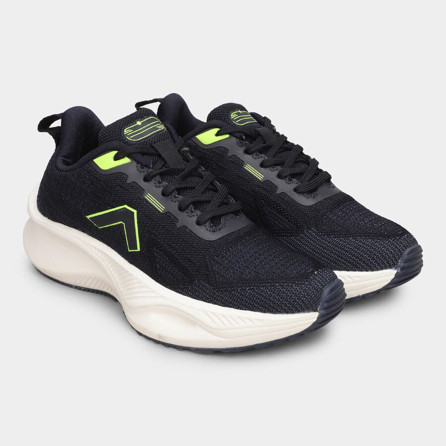 Men's Deep Midnight Navy Blue Lace-Up Sports Shoes, Blue, large image number null