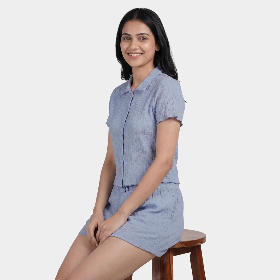 Women's Pale Powder Blue Minimalist Co-ord Set, Light Blue, large