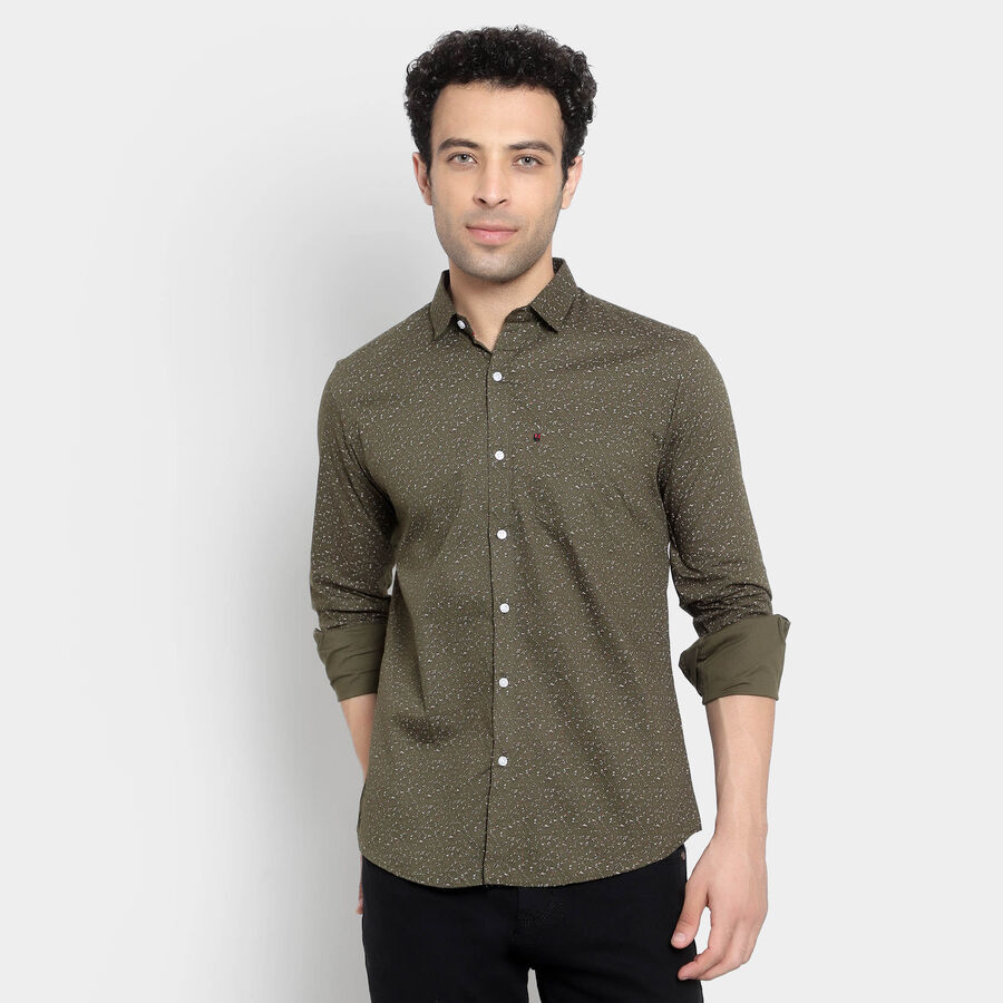 Cotton Casual Shirt, Olive, large image number null