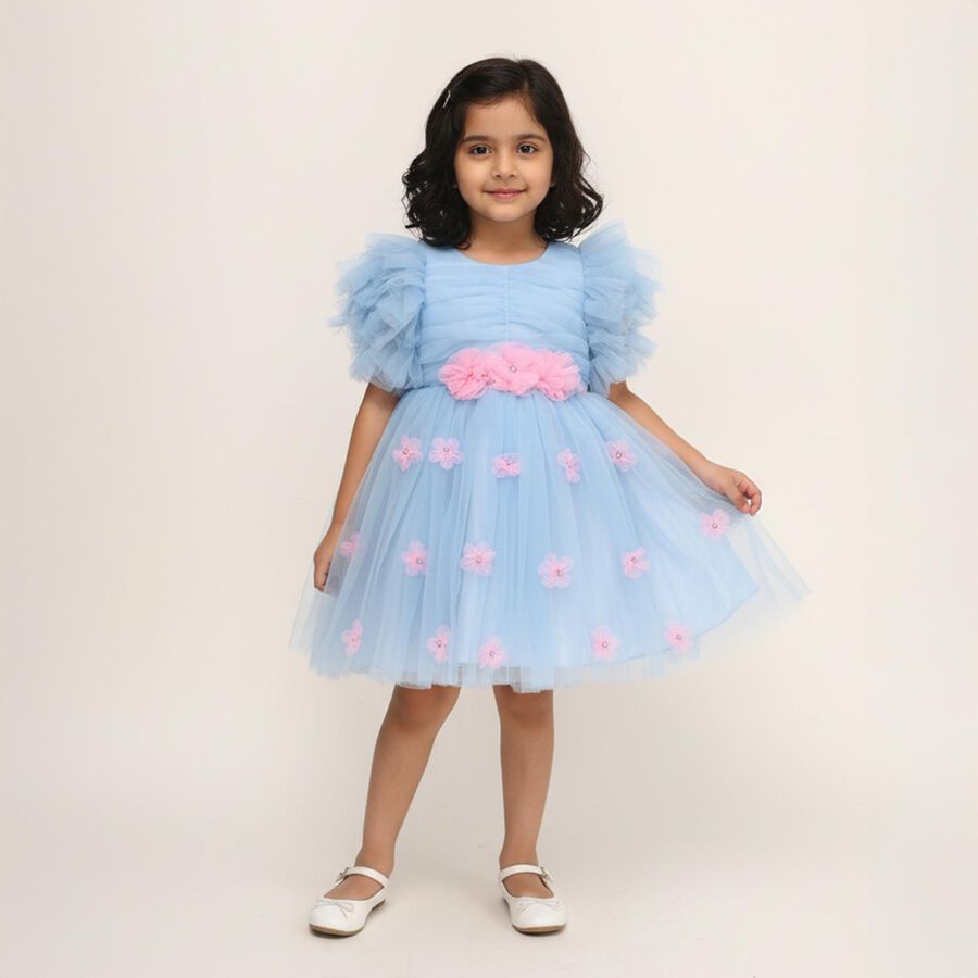 Girls' Frock, Light Blue, large image number null