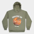 Boys Muted Olive Green Hooded Neck Casual Sweatshirt, ओलिव, small image number null