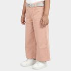 Girls' Light Pink Wide Leg Patch Pocket Jeans, हल्का गुलाबी, small