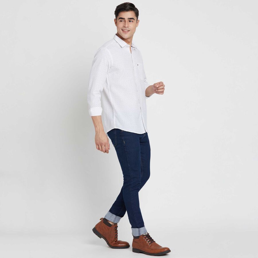 Printed Slim Fit Casual Shirt, White, large image number null