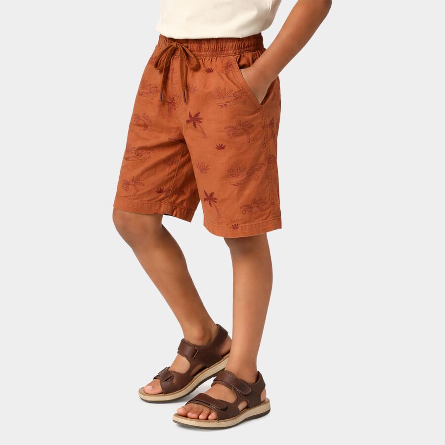 Boys' Rust Cotton Regular Fit Bermuda Shorts, Rust, large