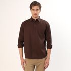 Men's Rich Chocolate Brown Classic Casual Shirt, भूरा, small image number null