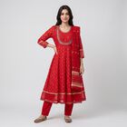 Women's Red Embroidered Ethnic Set, Red, small