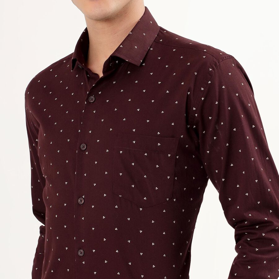 Men's Deep Maroon Cotton Spread Collar Formal Shirt, मरून, large image number null