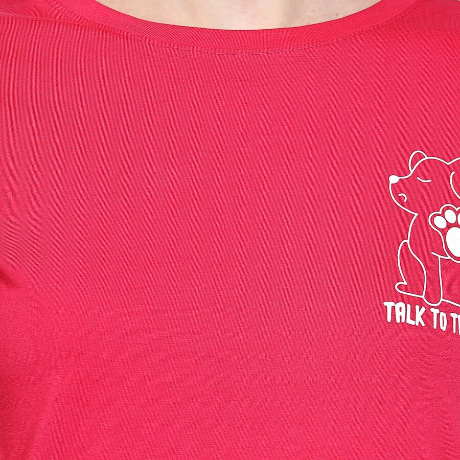 Ladies' Round Neck T-Shirt , रानी (फ्यूशिया), large image number null