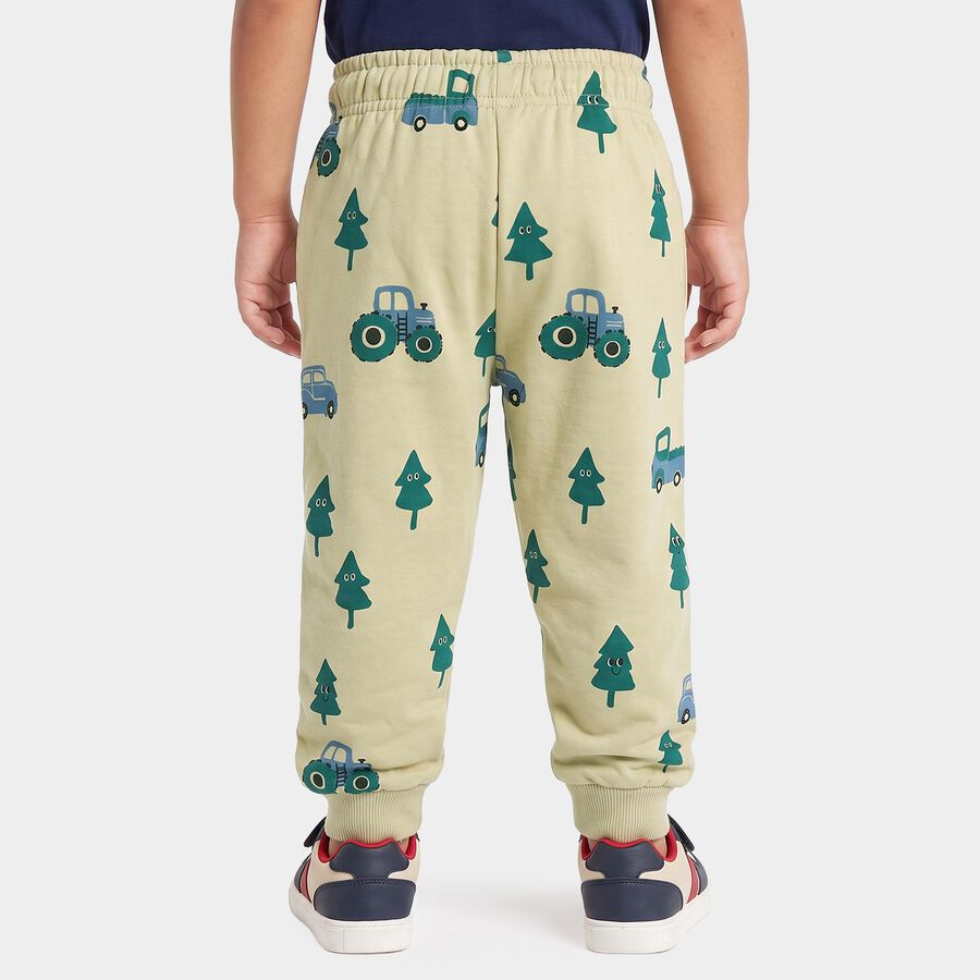 Boys' Beige Cartoon Print Drawstring Jogger Pyjama, Beige, large