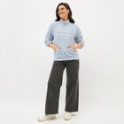 Women's Light Powder Blue High Neck Casual Sweatshirt, हल्का नीला, small image number null