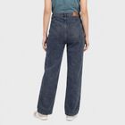 Women's Navy Blue Straight Fit Washed Jeans, हल्का नीला, small