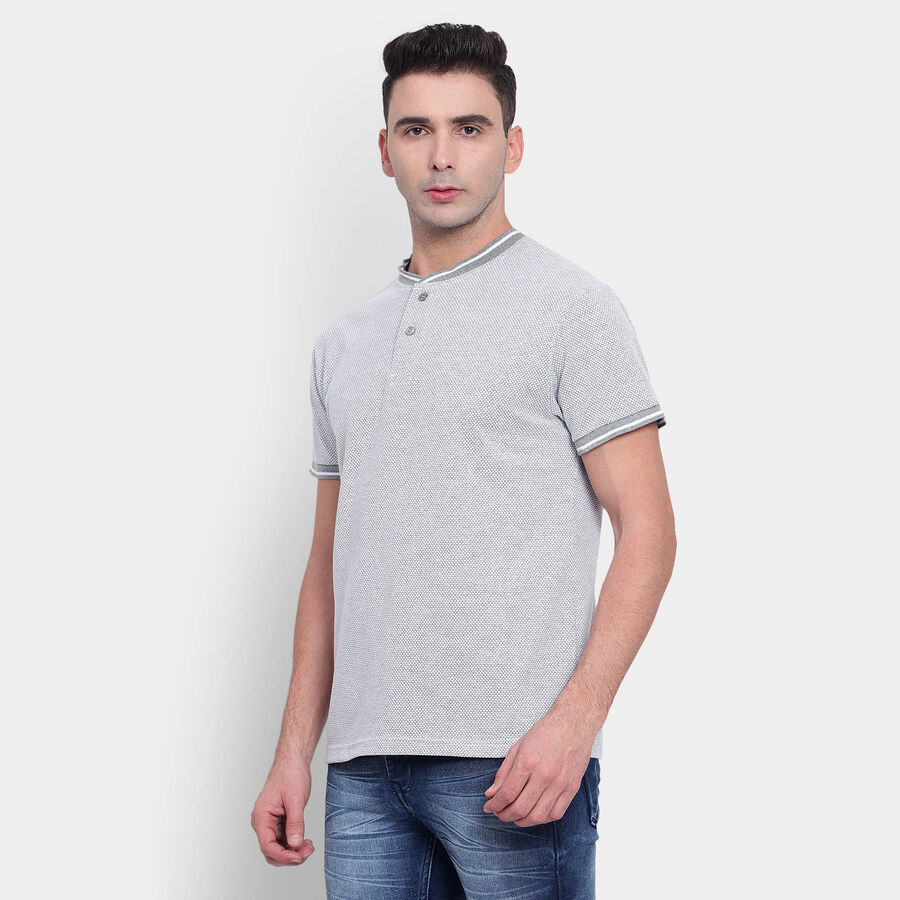 Solid Henley T-Shirt, Light Grey, large image number null