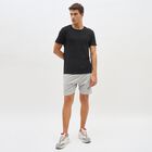 Men's Light Heather Grey Regular Fit Placement Printed Bermuda Shorts, Melange Mid Grey, small image number null