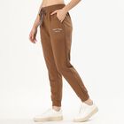 Women's Warm Mocha Brown Relaxed Fit Printed Track Pants, भूरा, small image number null