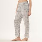 Women's Muted Grey Geometric Printed Full-Length Pyjama, Light Grey, small