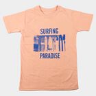 Boys Peach Round Neck Regular Boys T-Shirt, पीच, small