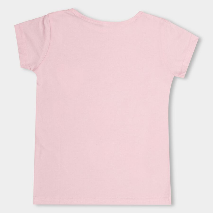 Girls' 100% Cotton T-Shirt, हल्का गुलाबी, large image number null