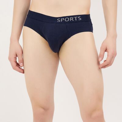 Men's Navy Regular Fit Elasticated Briefs