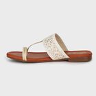 Women's Beige Toe-Ring Slip-On Flat Sandals, Beige, small