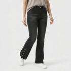 Women's Dark Grey Bootcut Fit Snap Hem Jeans, गहरा ग्रे, small